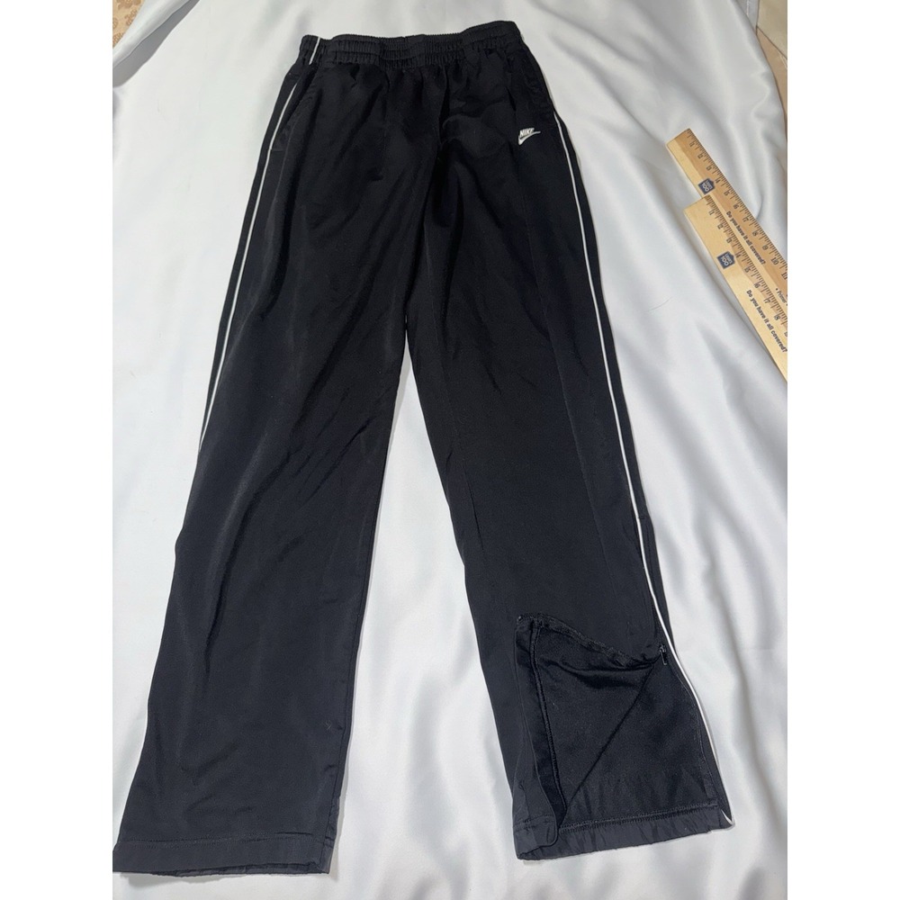 Nike Athletic‎ Track Pants Black/White Logo Men's Large Ankle Zip